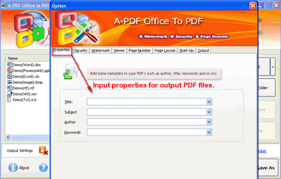 a-pdf office to pdf batch mode properties